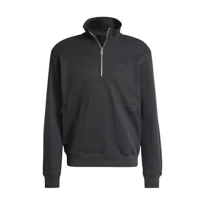 adidas Essentials Half-Zip Pullover Sweatshirt Black - Retro Logo Design IW5807
