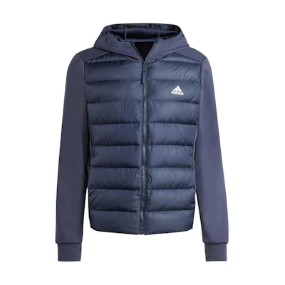 adidas Essentials Hybrid Down Hooded Jacket Ink Blue IK3224