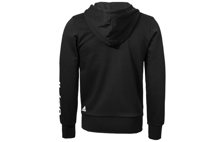 adidas Essentials Linear Full-Zip Hoodie Jacket Black Casual Wear S98796 圖 3