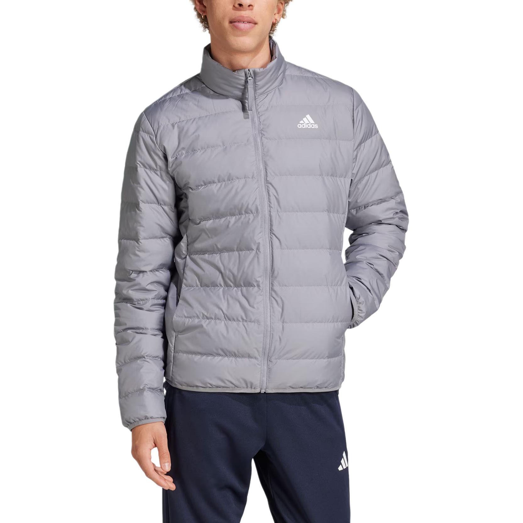 Lookbook adidas Essentials Lite Down  Grey Puffer Jacket Casual Sportswear. JN4340