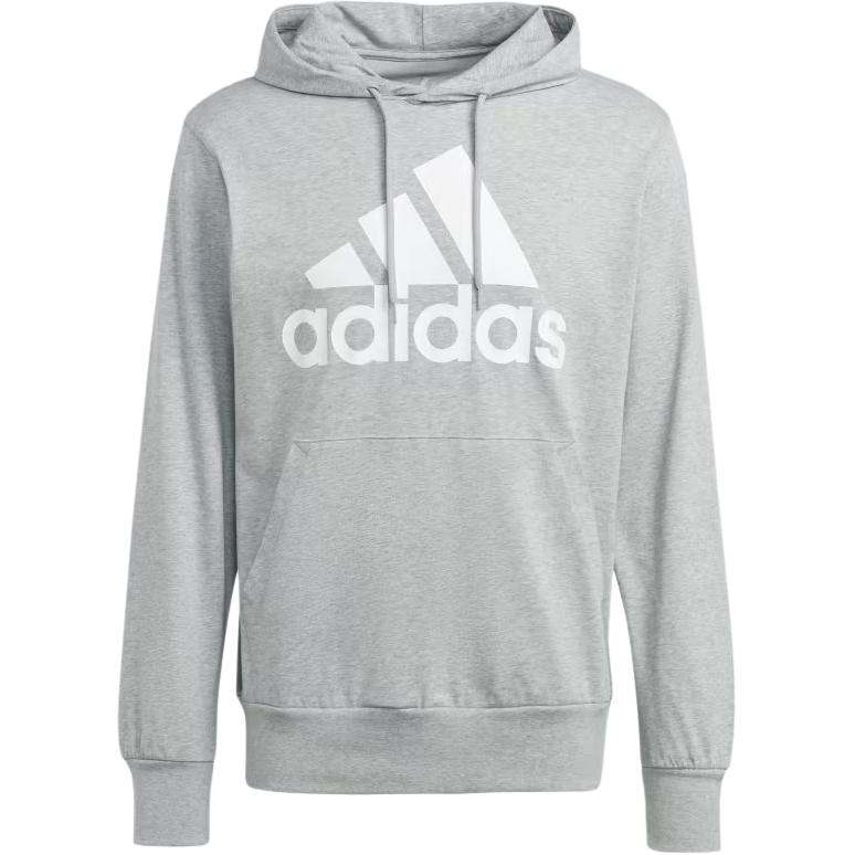 adidas Essentials Logo Hoodie Grey Casual Pullover Sweatshirt IC0441