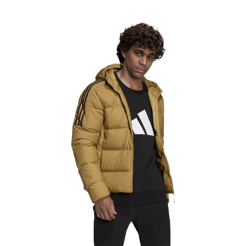 adidas Essentials Logo Puffer Winter Jacket Brown Quilted Hoodie HD9743 圖 3