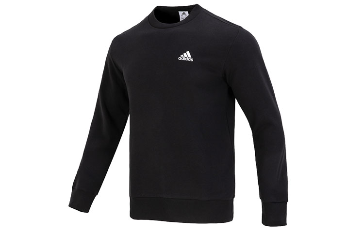 adidas Essentials Logo Pullover Sweatshirt Black Mens Casual Sportswear IC9329