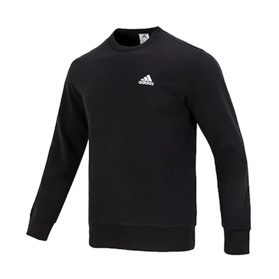 adidas Essentials Logo Pullover Sweatshirt Black Mens Casual Sportswear IC9329