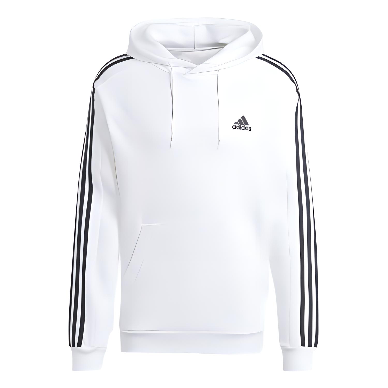 adidas ESSENTIALS Logo Stripe Pattern White Pullover Sweatshirt Unisex IJ6476