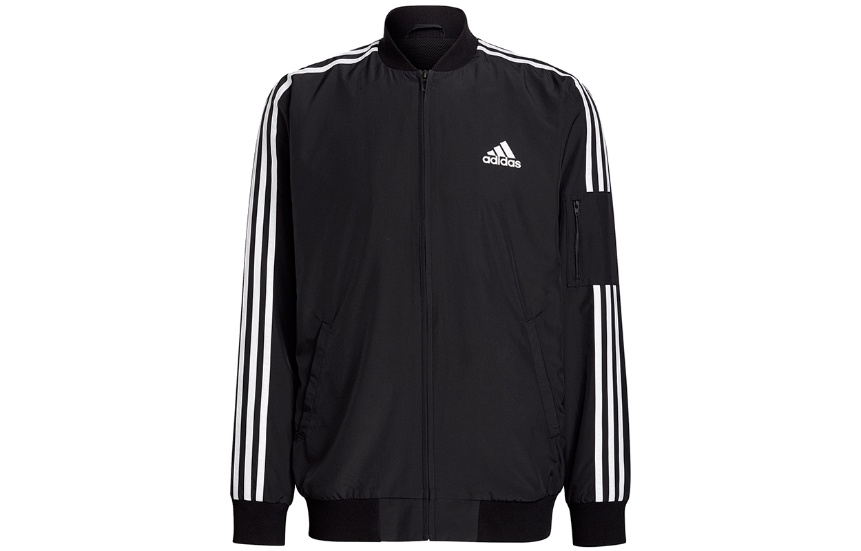 adidas Essentials M 3-Stripes Bomber Jacket Black Casual Logo Jacket GV5254