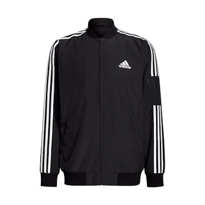 adidas Essentials M 3-Stripes Bomber Jacket Black Casual Logo Jacket GV5254