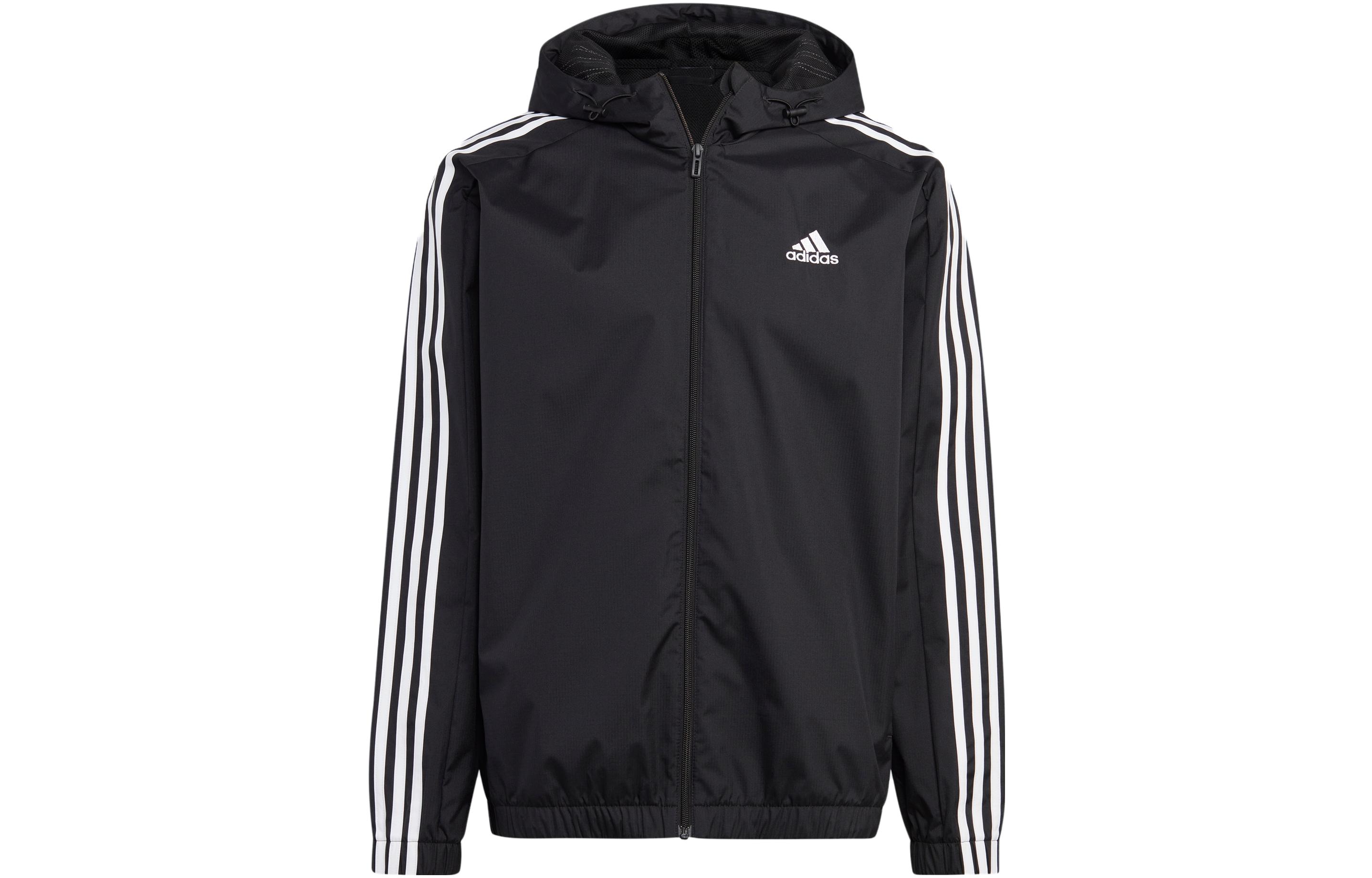 Order adidas Essentials 男款3條紋防水黑色連帽外套 IB0384