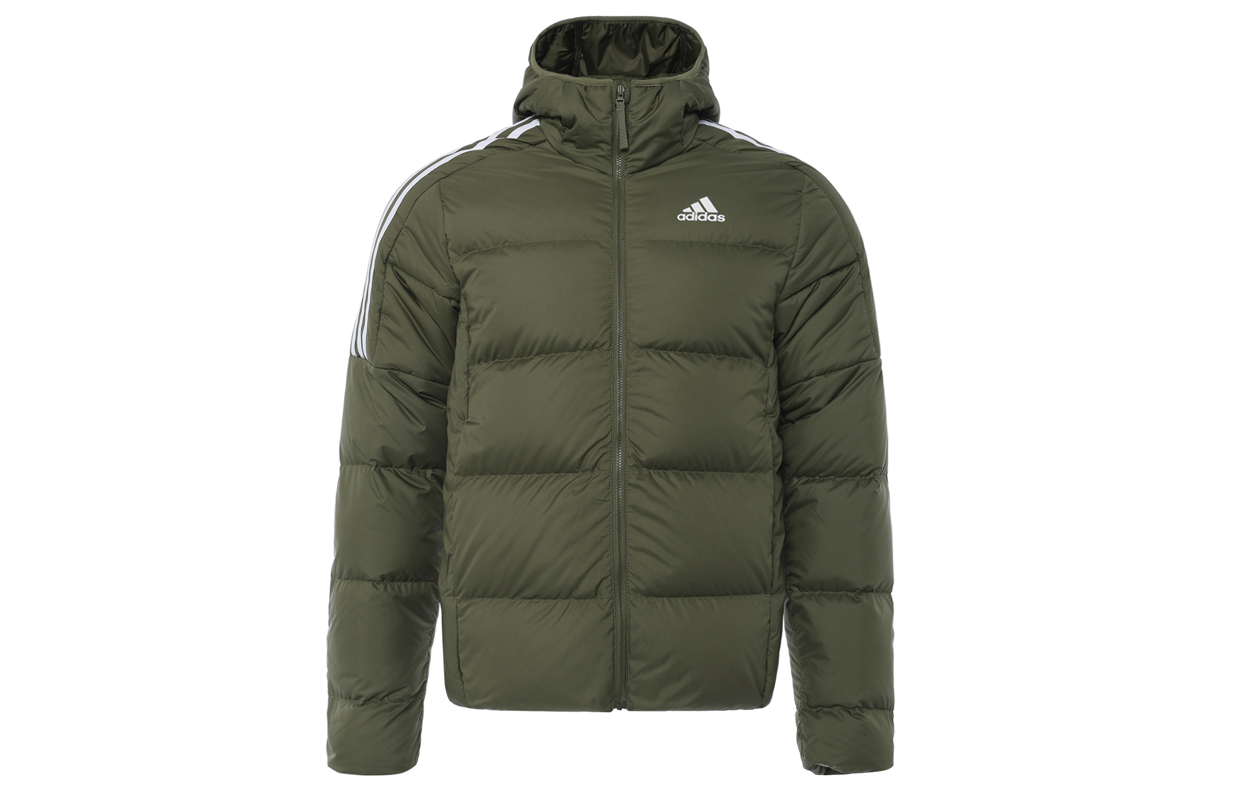 adidas Essentials Mid D H Jacket Olive Windproof Hooded Down Jacket. GT9138