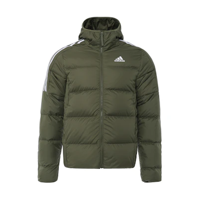 adidas Essentials Mid D H Jacket Olive Windproof Hooded Down Jacket. GT9138