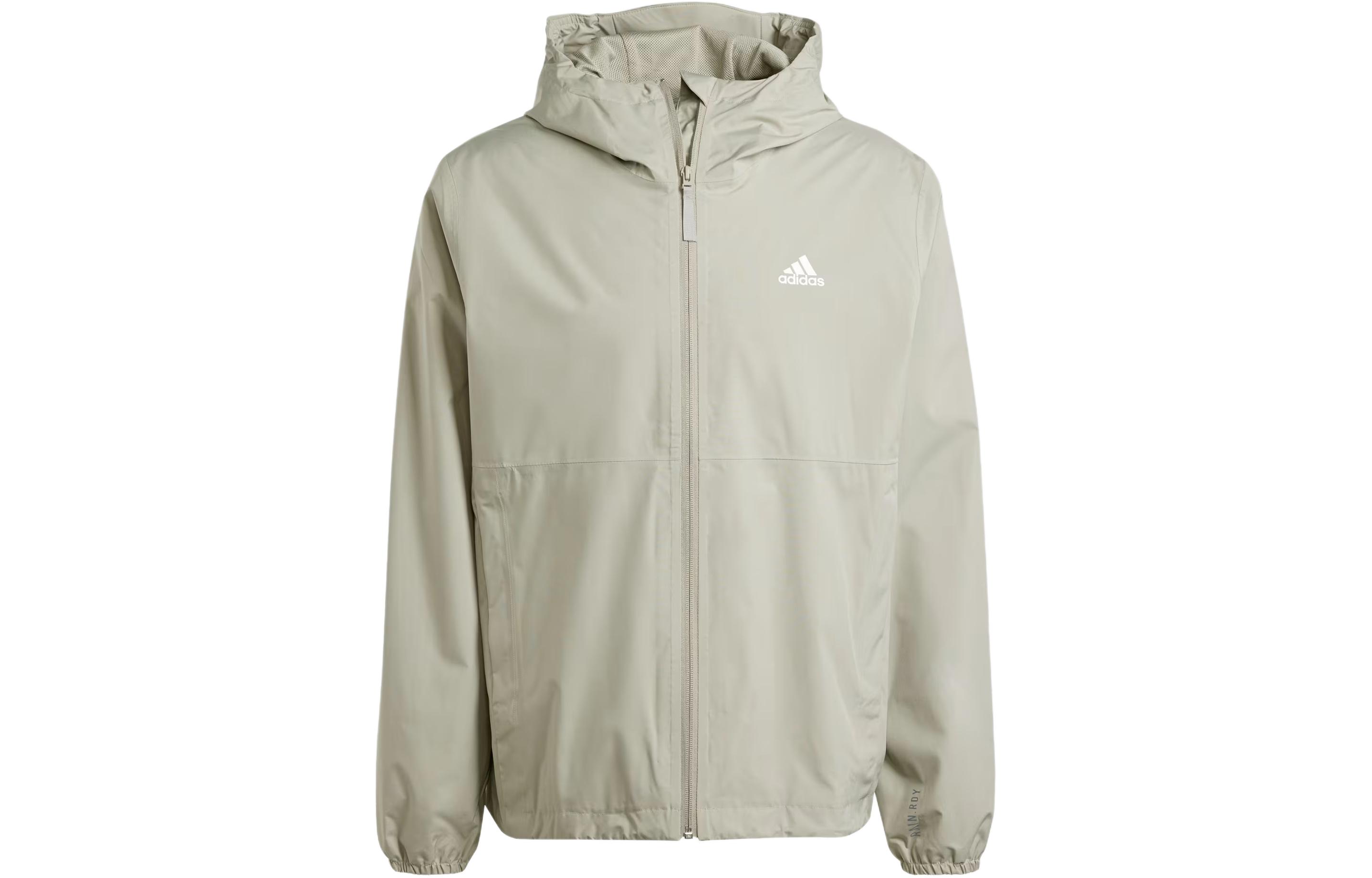adidas Essentials RAINRDY Jacket Pebble Grey Logo Hoodie IS1271