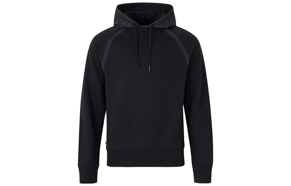 adidas ESSENTIALS Solid Color Logo Embroidered Sweatshirt Black HR8673