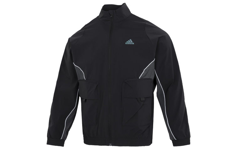 adidas ESSENTIALS St Pocket Woven Jacket Outdoor Casual Logo Black HM5144