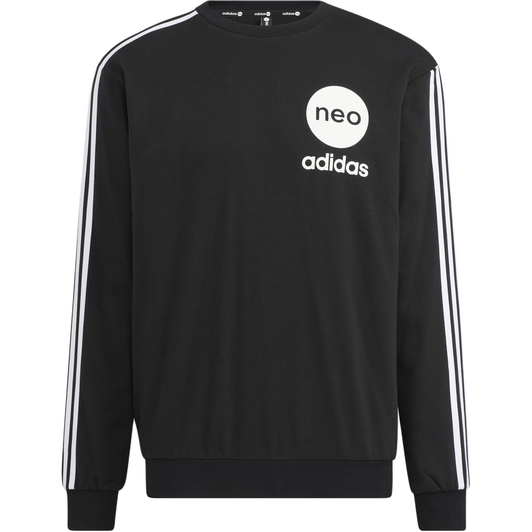 adidas Essentials Striped Logo Print Crewneck Sweatshirt Unisex Black HN8781