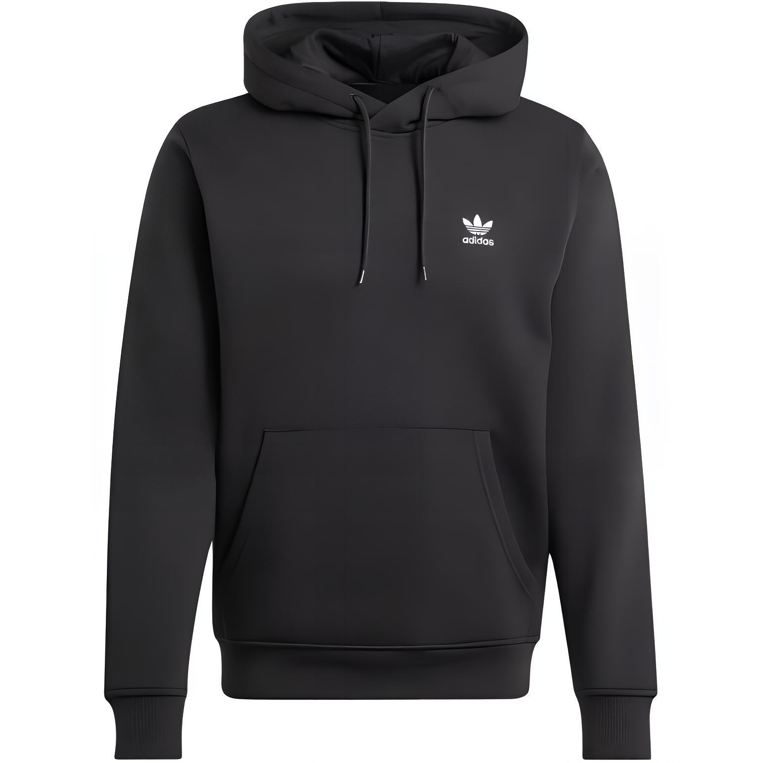adidas Essentials Trefoil Black Sweatshirt Ribbed Cuffs Soft and Comfortable IY4930