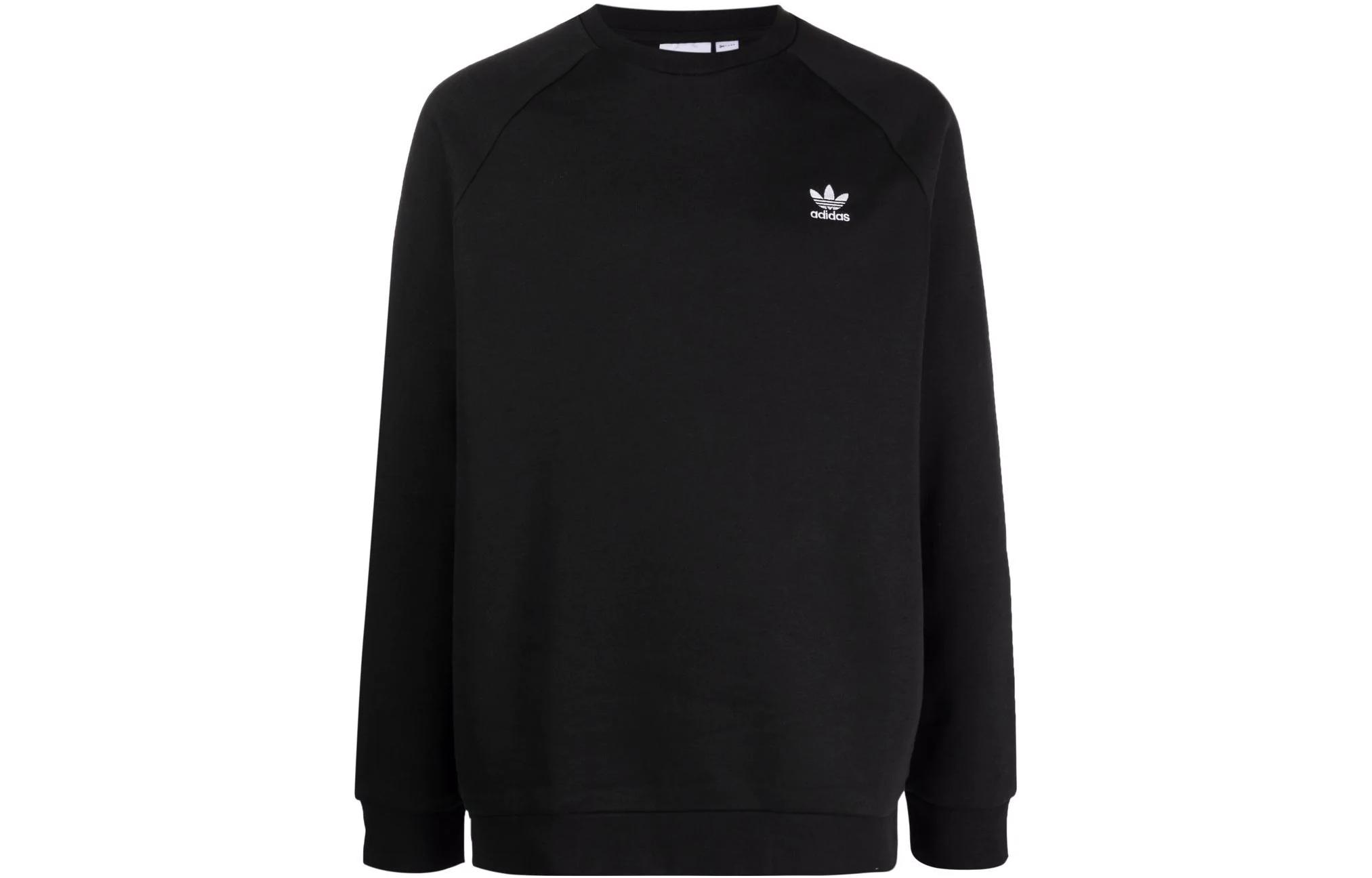 adidas Essentials Trefoil Logo Black Crewneck Sweatshirt Long Sleeve H34645