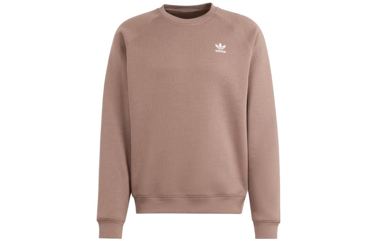 adidas ESSENTIALS Trefoil Logo Crewneck Sweatshirt Brown Long Sleeve IR7780