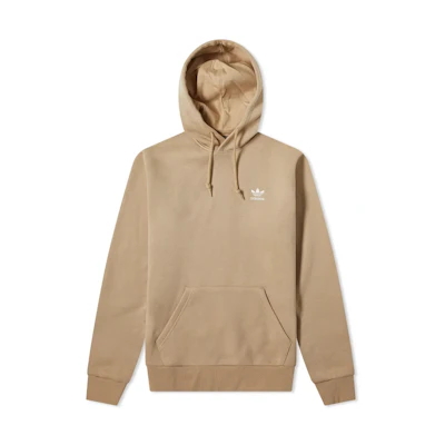 adidas Essentials Trefoil Logo Embroidered Hoodie Brown Pullover Sweater H34647