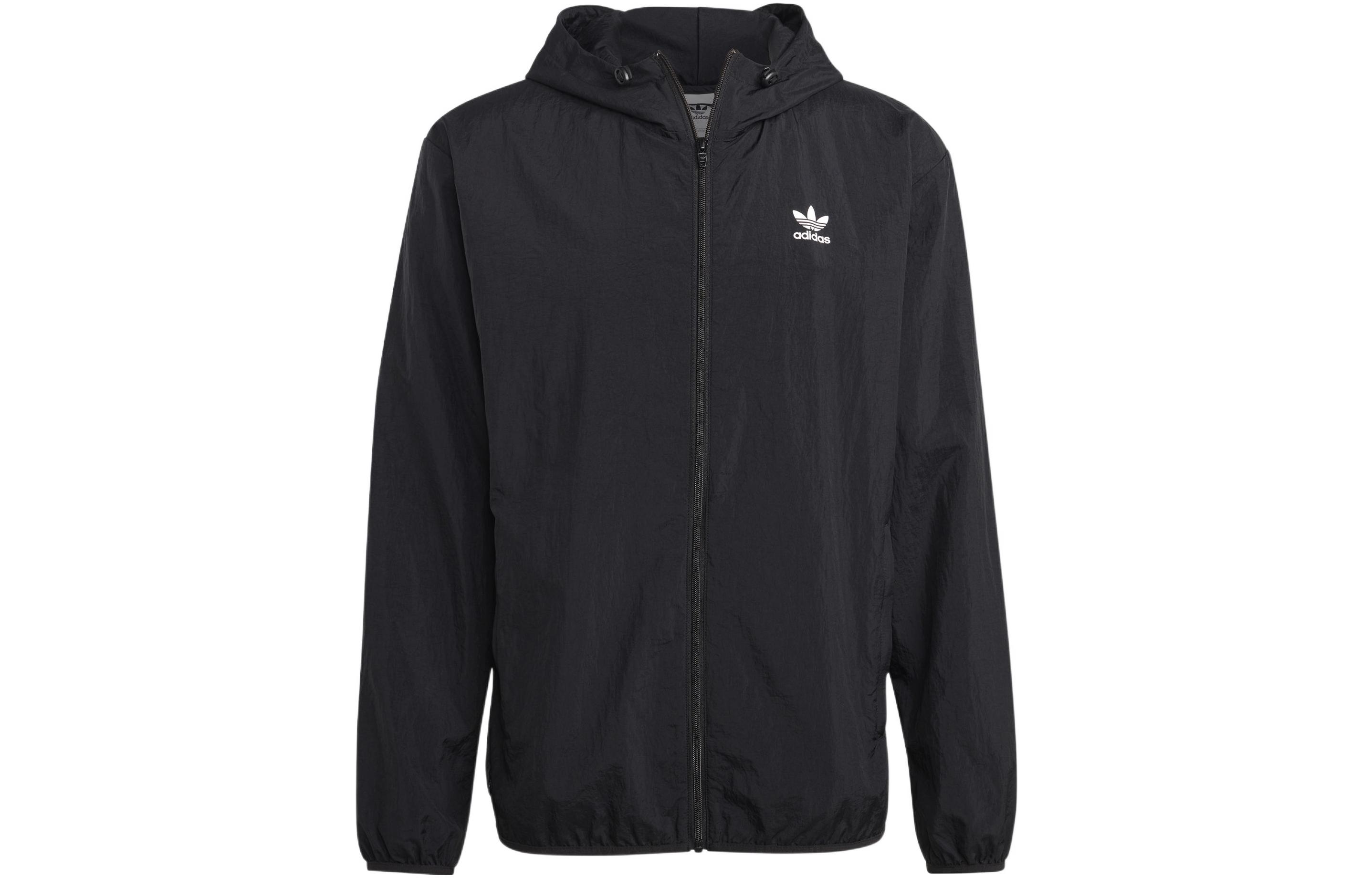 adidas Essentials Trefoil Logo Zip-Up Hoodie Jacket Black IA6362