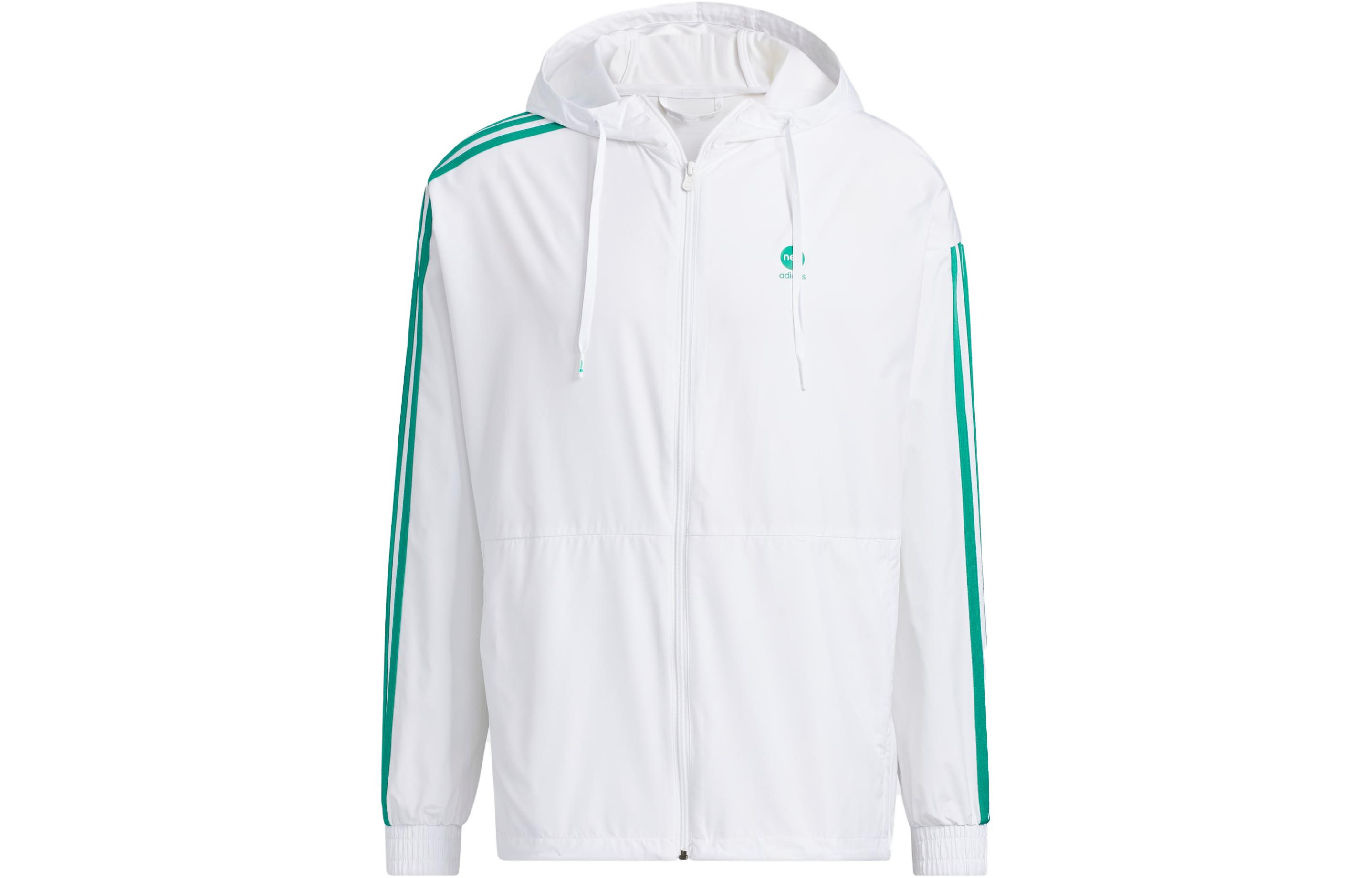 adidas Essentials Windbreaker 3-Stripes Colorblock Hoodie Jacket Unisex White IA4963