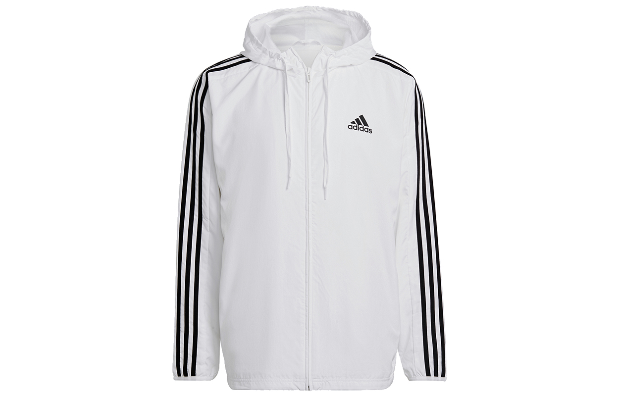 adidas Essentials Woven Windbreaker White Hooded Jacket H14625