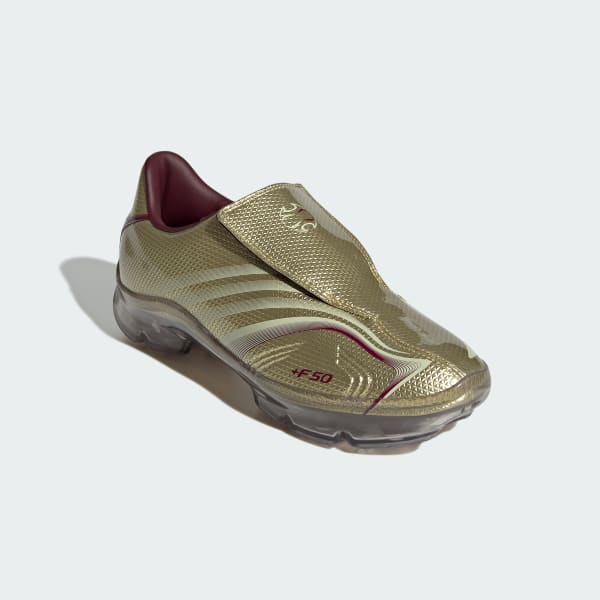 Shop (W) adidas F50 Adiframe Sepatu Bola Emas Metallic/Emas Ice/Maroon IH1657