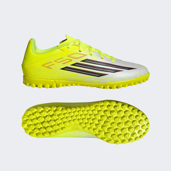 adidas F50 Club Turf Soccer Shoes Team Solar Yellow 2/Core Black/Lucid Red JR9051
