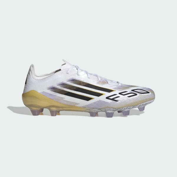 Lookbook Adidas F50 Elite HG/AG Sepatu Bola Jepang Turf Rumput Putih/Hitam/Gold. JR1701