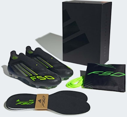 阿迪达斯F50精英无鞋带FG足球鞋 黑色/铁金属色/清透柠檬 JH7629 1