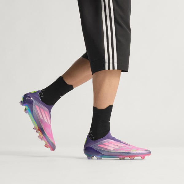 Order アディダス F50 エリート LY FG サッカースパイク パープル/クラウドホワイト/ルーシッドレモン JS0560