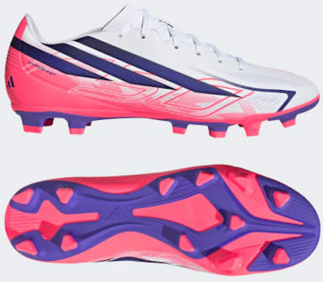 adidas F50 Hyperfast Club FG/MG Soccer Cleats for Natural, Firm, and Artificial Grass. Cloud White/Solar Purple/Solar Turbo KJ0990 Buy adidas F50 Hyperfast Club FG/MG Soccer Cleats for Natural, Firm, and Artificial Grass. Cloud White/Solar Purple/Solar Turbo KJ0990