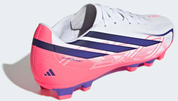 adidas F50 Hyperfast Club FG/MG Soccer Cleats for Natural, Firm, and Artificial Grass. Cloud White/Solar Purple/Solar Turbo KJ0990 Details for adidas F50 Hyperfast Club FG/MG Soccer Cleats for Natural, Firm, and Artificial Grass. Cloud White/Solar Purple/Solar Turbo KJ0990