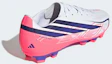 Details for adidas F50 Hyperfast Club FG/MG Soccer Cleats for Natural, Firm, and Artificial Grass. Cloud White/Solar Purple/Solar Turbo KJ0990