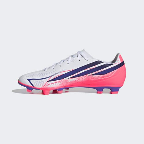 Sizing adidas F50 Hyperfast Club FG/MG Soccer Cleats for Natural, Firm, and Artificial Grass. Cloud White/Solar Purple/Solar Turbo KJ0990