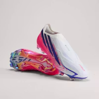 adidas F50 Hyperfast Elite Laceless FG Soccer Cleats Cloud White/Solar Purple/Solar Turbo KJ6074