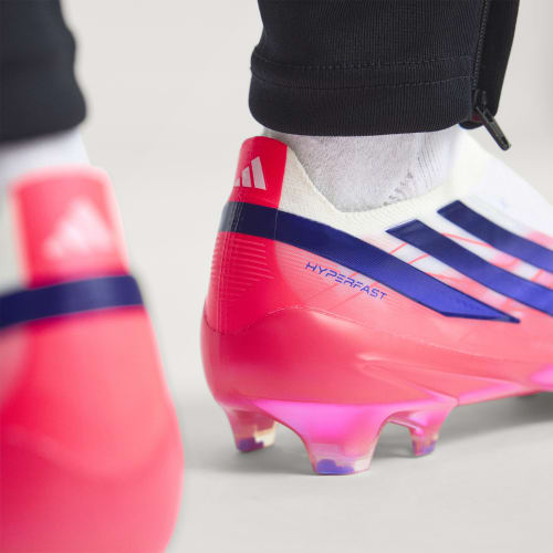 Details for adidas F50 Hyperfast Elite Laceless FG Soccer Cleats Cloud White/Solar Purple/Solar Turbo KJ6074
