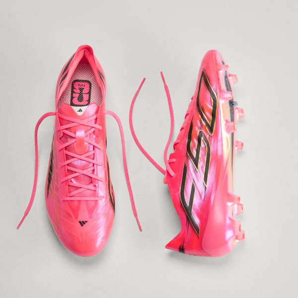 Shop adidas F50 Hyperfast EVO FG 足球鞋 太陽紅/核心黑/金屬金 KJ6117