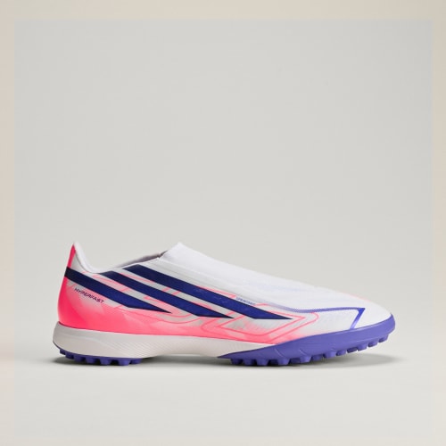 Shop adidas F50 Hyperfast Laceless Astro Turf Soccer Shoes Cloud White/Solar Purple/Solar Turbo IH4585