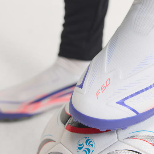 Details for adidas F50 Hyperfast Laceless Astro Turf Soccer Shoes Cloud White/Solar Purple/Solar Turbo IH4585