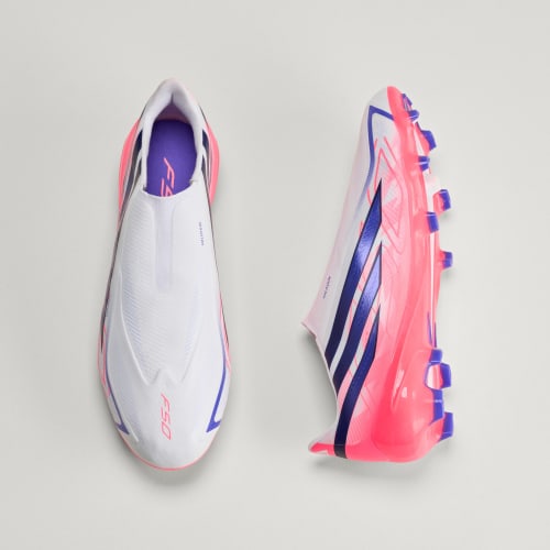 Shop adidas F50 Hyperfast Laceless FG Soccer Cleats Cloud White/Solar Purple/Solar Turbo KJ3415