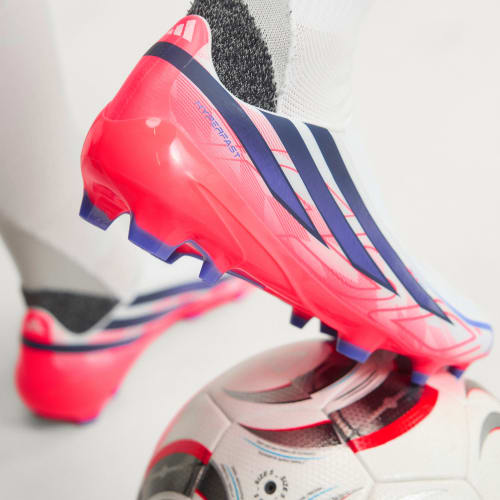 Cheap adidas F50 Hyperfast Laceless FG Soccer Cleats Cloud White/Solar Purple/Solar Turbo KJ3415
