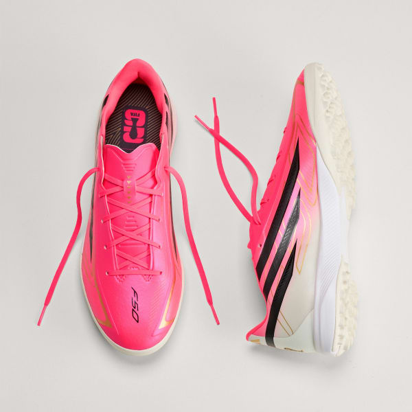 Lookbook adidas F50 Hyperfast League Astro Turf Soccer Shoes Solar Turbo/Core Black/Gold Metallic IH4582