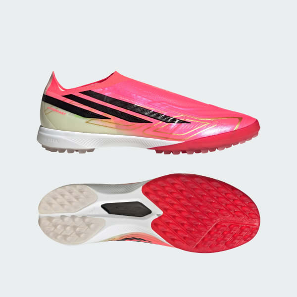adidas F50 Hyperfast Pro Laceless Astro Turf Shoes Solar Turbo/Core Black/Gold Metallic IH4570