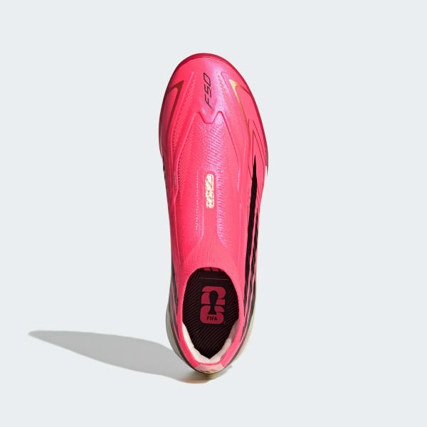 Shop adidas F50 Hyperfast Pro Laceless Astro Turf Shoes Solar Turbo/Core Black/Gold Metallic IH4570