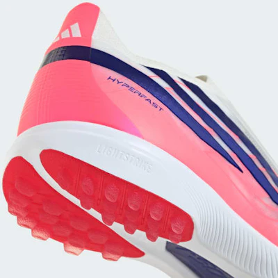 adidas F50 Hyperfast Pro Scarpe Calcio Senza Lacci Bianco/Viola/Turbo Solare KK1043 2