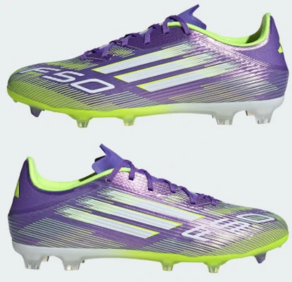 Adidas F50 League FG/MG Soccer Cleats Purple Rush/Cloud White/Lucid Lemon JI0003 1