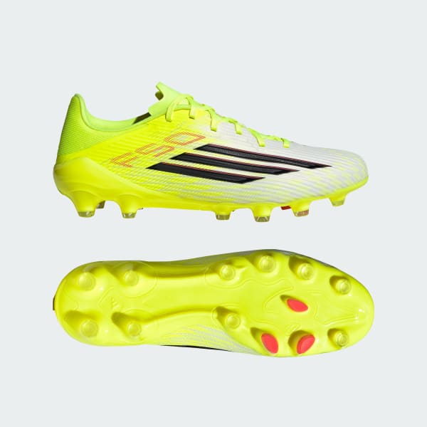Adidas F50 League HG/AG Hard Ground Football Boots for Turf. Team Solar Yellow 2/Core Black/Lucid Red JQ8683