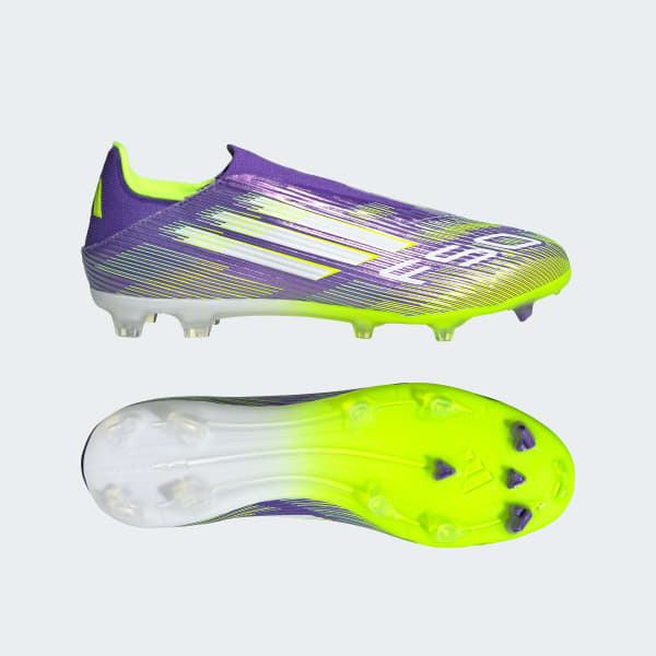 Adidas F50 League Laceless FG/MG Soccer Cleats Purple Rush/Cloud White/Lucid Lemon JH7734