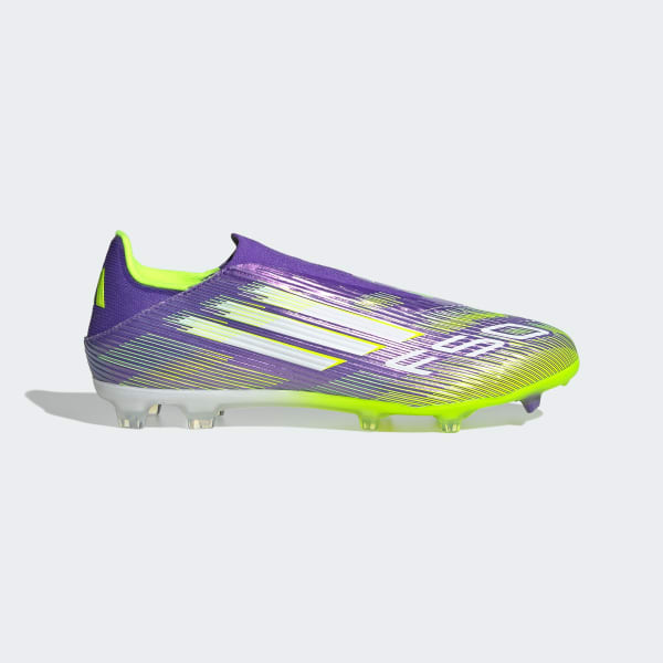 Lookbook Adidas F50 League Laceless FG/MG Soccer Cleats Purple Rush/Cloud White/Lucid Lemon JH7734
