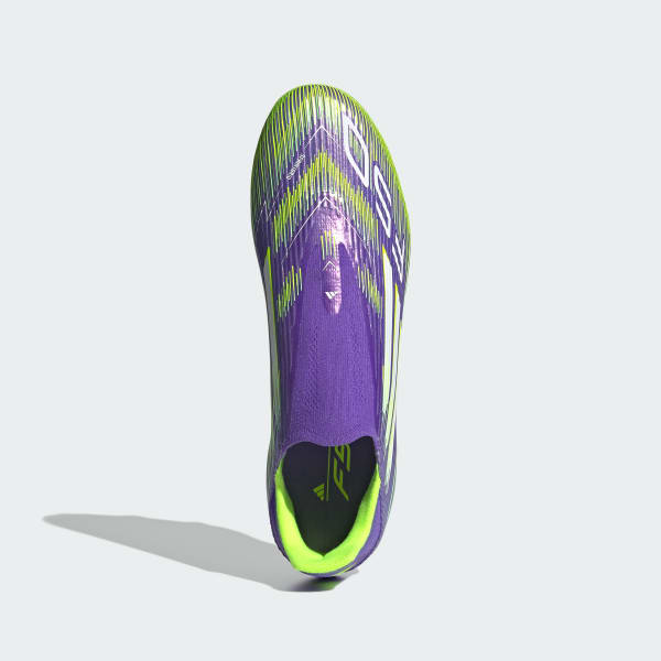 Shop Adidas F50 League Laceless FG/MG Soccer Cleats Purple Rush/Cloud White/Lucid Lemon JH7734